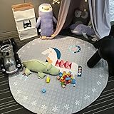 yxcsellおもちゃストレージバッグ多目的再生マット、Giant再生サーフェス、Road /車フロアマット、洗濯可能、マットとおもちゃストレージバッググレー57インチ