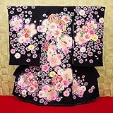 【まりと桜・花尽くし・黒】 女児　初着　祝着 のしめ 産着 女の子のお宮参り着物 高級 フードセットプレゼント付