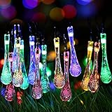 Yalufa イルミネーションライト 30LED 水滴 雫 ストリングライト ソーラー充電式 光センサー内蔵 自動点灯 2発光モード 防水防雨 クリスマス 飾り