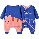 赤ちゃんは、生まれたばかりの赤ちゃんは寝袋Qiuyi秋の赤ちゃんキックケア腹をパジャマ3-6ヶ月の服,H3740青猫,73〜80センチメートル