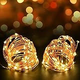 Juzihao 2 Sets 9.8ft 30 LEDs Fairy LED Copper Wire String Lights, AA Battery Powered Décor Rope Ligh