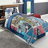 Star Wars Reversible Comforter - Star Wars Character Graphics / Blue Polka Dots - Twin [並行輸入品]