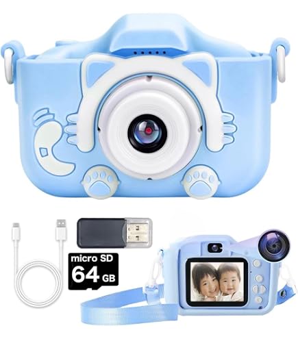 Amazon | トプラン キッズカメラ ブルー ネコ TKSWI-003B | デジタル