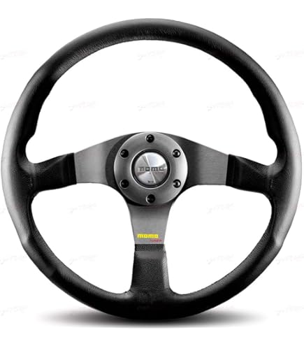 Amazon | MOMO チューナー ブラック 350 ハンドル レッドステッチ