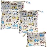Damero ウェットバック(防水バッグ) 3点セット 可愛い オムツ・おしりふき・着替え・タオル・水着・お風呂用品・食事セット入れ マルチ収納 お出かけ 温泉 スポーツ 大活躍（猫）