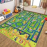ベビーマット 80*120cm ベビーラグ 子供用 車柄 ロードマップ 長方形 衝撃吸収 プレイマット 遊びマット おむつ替えマット 滑り止め 転倒防止 無毒 無害 防音対策 キッズ カラー 子ども 部屋 出産祝い プレゼント 可愛い プレイマット リビング 夏