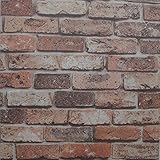 リアルなヴィンテージ 3 D 効果のど赤いレンガの壁ビニール壁紙