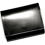 [コードバン] [Cordovan (馬革)] オイル 三つ折り財布 牛革レザー 新喜皮革 ホースハイド コインケース ミニウォレット 財布 馬革 ベジタブルタンニン 本革 日本製 (ブラック)