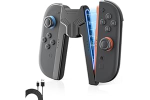 【Amazon.co.jp 限定】Nintendo Switch 2 JoyCon 2専用充電グリップ DUXICEPIN V型グリップコントローラー 充電しながらプレイ可能 LED充電表示 着脱簡単 軽量設計 Type-Cケーブル付属 急速充電対応