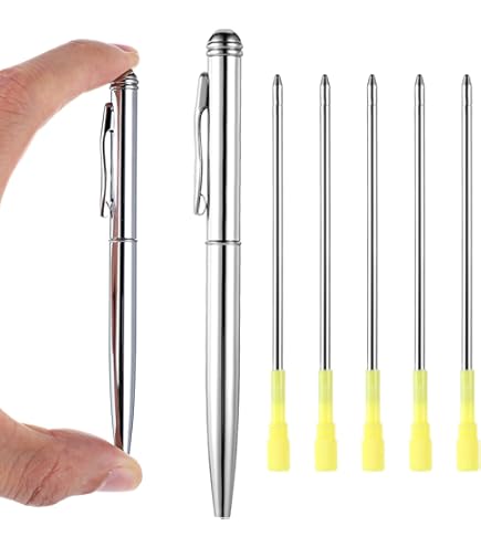 7 Pack Mini Pocket Pens - Compact Metal Ballpoint Pens For Wallet & Notebook (3.93'')