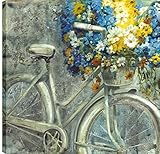artmaison. CA 36 x 36アンティーク自転車、印刷キャンバスジェルコート壁アート、Large、ブルー/イエロー/ホワイト