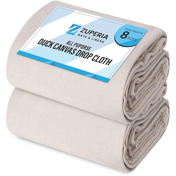 TOALLA Drop Cloth 4x15 Feet, Pack Of 4 - 100% Cotton Canvas Painters Tarp For Floor & Furniture Protection
