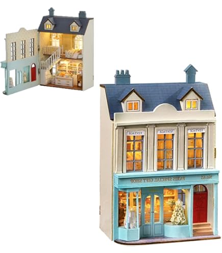 木製ミニチュアハウス⭐︎背景ボード⭐︎ハンドメイド⭐︎ドールハウス⭐︎一式セット Amazon | Roroom DIYミニチュアと家具ドールハウスキット、ミニ