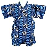 甚平 うちわ柄 日本製生地 綿 100％ ネイビー◇90cm