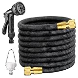 URCERI 散水ホース 伸縮ホース 強化型素材 日本水圧専門仕様 8種類 散水パターン 5m-15m 3倍に伸びる 収納らくらく ガーデニング 掃除 洗車 ペット用【一年保証】