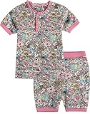 [Vaenait Baby]キッズ12ヶ月-7歳綿100％ルームウェア半袖パジャマ寝間着上下セットLacy Pink Flower XS