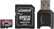 Kingston microSD 64GB UHS-II U3 V90 A1対応 UHS-IIカードリーダーとアダプタ付 Canvas React Plus MLPMR2/64GB 永久保証