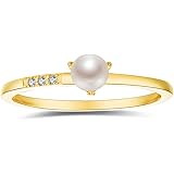 Blossom & Hue 18K Gold Vermeil Delicate Tiny White Pearl Ring