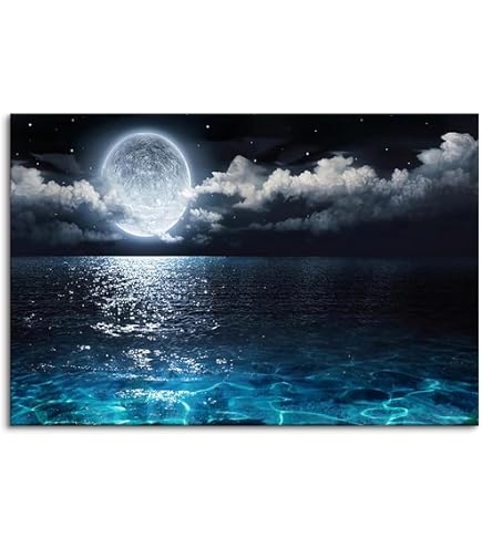 Amazon.co.jp: 5枚の絵画 月の夜 1885年 ロマンチックな月明かりの風景