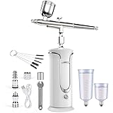 Fascinated エアブラシ ガンダムマーカー コンプレッサー セット USB充電式 ダブルアクション エアーブラシ 模型 工具 塗装 小型 軽量 簡単 携帯可能 日本語取扱説明書付き (銀)