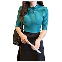 Amazon | [ビートーク] BT40 リブニット 五分袖 トップス