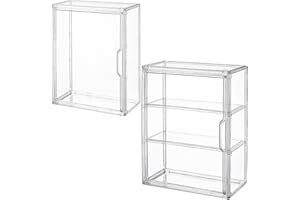 シルフィエル フィギュアケース 透明展示ケース アクリル 収納 防汚れ マグネット式 コレクションケース 組み立て式 積み重ね可能 (27×12×36cm(仕切り板付き))