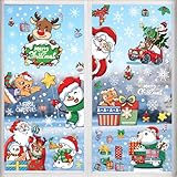 FINGOOO クリスマス ステッカー 窓 シール 飾り 230pcs・20×30CM 8枚 ウォールステッカー 剥がせる 静電気 ガラス 防水 両面 汚れない 白い 雪の結晶 かわいい (クリスマスB)
