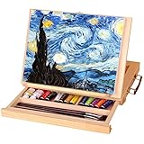 RUXINGGU イーゼル 卓上イーゼル 木製イーゼル 看板立て スケッチイーゼル ケヤキ製 折りたたみ 画材 画板 油絵画材 水彩画 写生 模写 角度調節可能 引出し 33.5*4.5*25.8CM