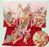 特撰手描き友禅女児お宮参り着物　束ね熨斗鈴柄