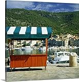 Johanna Huberプレミアムシックラップキャンバス壁アート印刷題名クロアチア、Dalmatia、Vis、Komiza , View of the Harbor 24" x 24" 202062