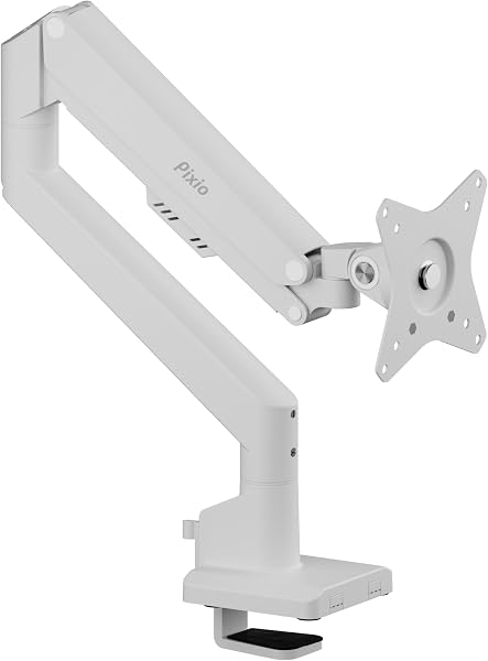 Pixio PS1S Wave White モニターアーム 白 ホワイト シングル 大型 上下 左右 32インチ 24インチ 27インチ パステルカラー - 1