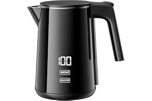 SSYFEI 電気ケトル 1.0L【1000W急速沸騰・デジタル温度表示】7段階温度調節 4時間保温 触れても熱くない二重構造 304ステンレス製 メモリー機能 空焚き防止 小型 お手入れ簡単 コーヒー・お茶・ミルクに最適 電気ポット ブラック
