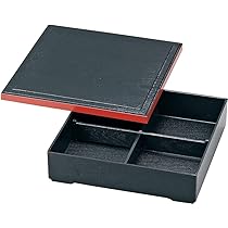 Amazon | お弁当箱 松花堂弁当箱 8.5 松華堂 十字仕切 黒渕朱 1