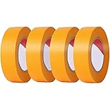 LEOBRO マスキングテープ 18mm×20m【4巻セット】 塗装用 自動車 車両用 黄色 剥がしやすい 養生用 仮止めテープ ホビー プラモデル塗装に