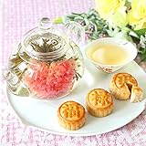 母の日 ギフト カーネーション の 花咲く工芸茶10種とガラスティーポット スイーツ3種 なごみセット(母の日ラッピング)【※5/13(日) 当日お届け】