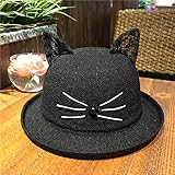 Hatrita-J 帽子の女春夏ドーム巻ながら猫レース耳盆帽カジュアル百搭小シルクハット潮漁師帽,b