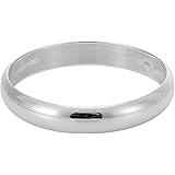 Silverly Round Wide 925 Sterling Silver Bangle Curved Flat Tube - Classic Simple Silver Bracelet for Women - Stacking Wide La