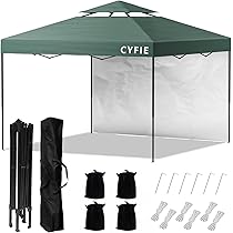 【1点限り】CYFIEタープテント3m×3m サイドシート付き(色:ブラック) Amazon | CYFIE タープテント ワンタッチ 3mx3m サイドシート 1