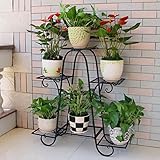 Plant shelf アイアンフラワーポットラック、3段プラントディスプレイスタンド盆栽ホルダーガーデンパティオインテリアシェルフホルダーブラック/ホワイト Flower racks ( 色 : A