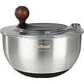 LokRoad Stainless Steel Salad Spinner, 5.3 Qt Large Lettuce & Vegetable Cleaner with Non-Slip Bottom, Quick Stop Button, Dish