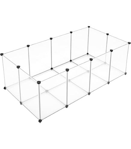 Amazon | ペットフェンス 12枚セット透明パネル 自由 組み立て 簡単 犬