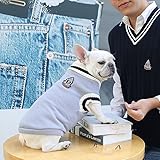 FINGOOO 犬 服 秋冬用 トイプードル チワワ ニットセーター 防寒 暖かい 柔らかい 脱毛保護 小型犬 子犬 ペット 猫 大型犬 中型犬 イギリス風 ハロウィン クリスマス 洋服 (S, アカデミー風 制服 グレー)
