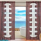 seulifeウィンドウ薄手カーテンスポーツボールFootballボイルカーテンドレープのドアキッチンリビングルームベッドルーム55 x 78インチ2パネル 55"x 78" g2749190p112