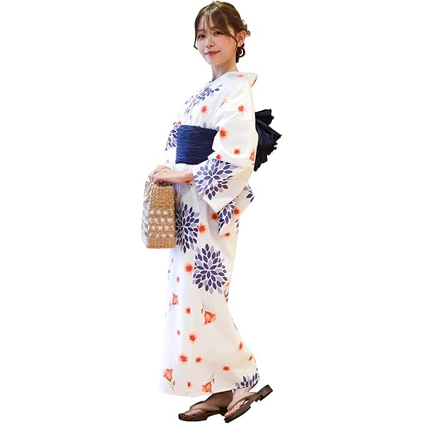 新品　浴衣三点セット(兵児帯・下駄) 浴衣 3点セット（浴衣/兵児帯/下駄） 紺 ネイビー 蕗 フキ