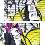 （ロンT)アシメL/S Tシャツ　黒　白【 パンク ロック Tシャツ ロンT ロングTシャツ 原宿系 】