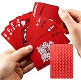Bestmaple トランプ プラスチック54枚 ブラック カードゲーム マジックトランプ パーティー 防水 ゴールドホイル ポーカーカード カッコイイ 色褪せない 耐久 (レッド)