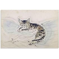【模写】　藤田嗣治 「 猫 」　10号　油彩　サイン　タトウ　黄袋　BK094 模写】 藤田嗣治 「 猫 」 10号 油彩 サイン タトウ 黄袋 BK094