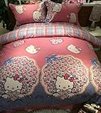 Brandream Pink Hello Kitty Bedding Cute Cartoon Kids Bedding Set Full Queen Size [並行輸入品]