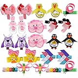 24 個入り 女の子用 小型 ユニーク スカルプチャ ブティック ヘア リボン ワニ口クリップ キッズ用