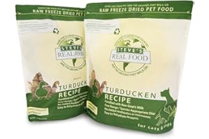 Steve's Real Food Freeze-Dried Raw Food Diet for Dogs and Cats, 2-Pack, Turducken Recipe (Turkey & Duck), 1.25 lbs in Each Bag, Made in The USA, Pour and Serve Nuggets, Vegetarian Fed & Free Range